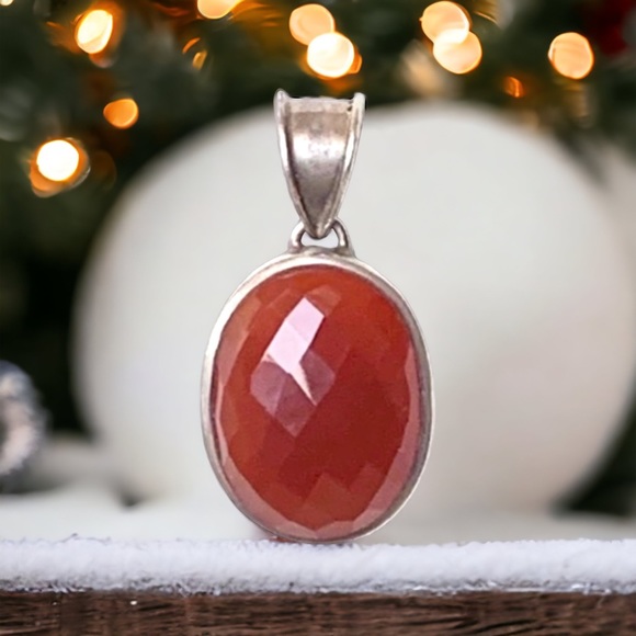 🌸Pendant🌸 Red Stone 925 Sterling SIlver - Picture 6 of 7